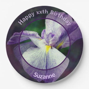Assiettes En Carton Fleur Iris Japonaise Fête d'Anniversaire Personnal