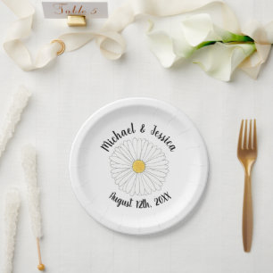 Assiettes En Carton Fleur Jardin Floral Jaune Blanc