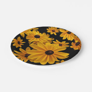 Assiettes En Carton fleur jaune Noir-eyed de Susan plaque à papier de