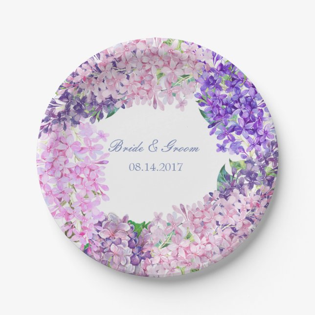 Assiettes En Carton Fleur Lilac de printemps Mariage floral (Devant)