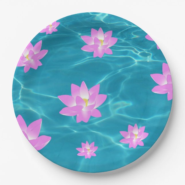 Assiettes En Carton Fleur Lotus (Devant)
