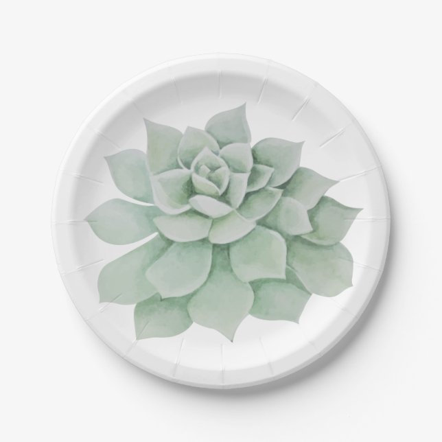 Assiettes En Carton Fleur Monnaie Vert Succulent Cactus Soirée de mari (Devant)