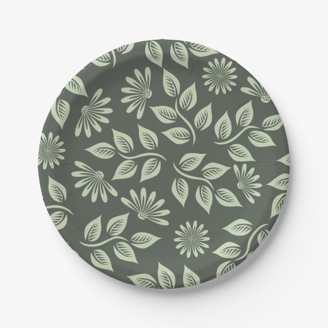 Assiettes En Carton Fleur motif (Devant)