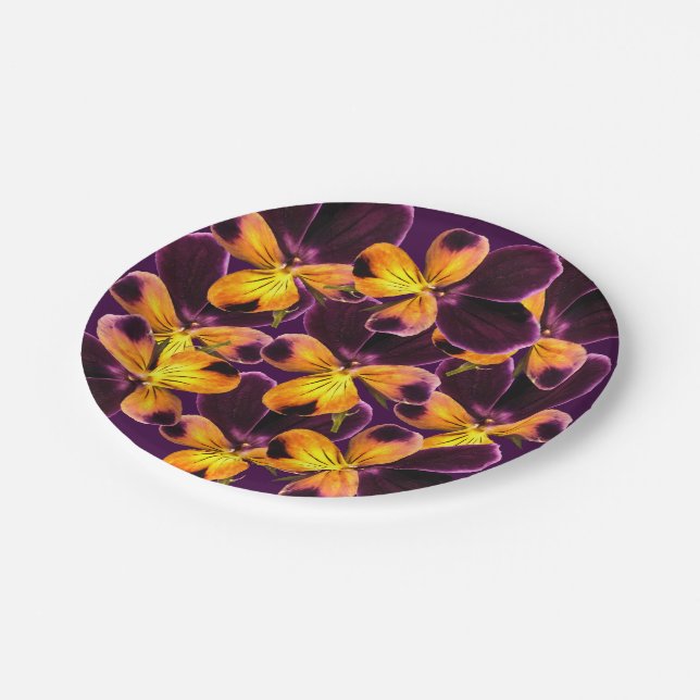 Assiettes En Carton Fleur Panseuse Jaune Violette Plaque Papier 7 Pouc (Angle)