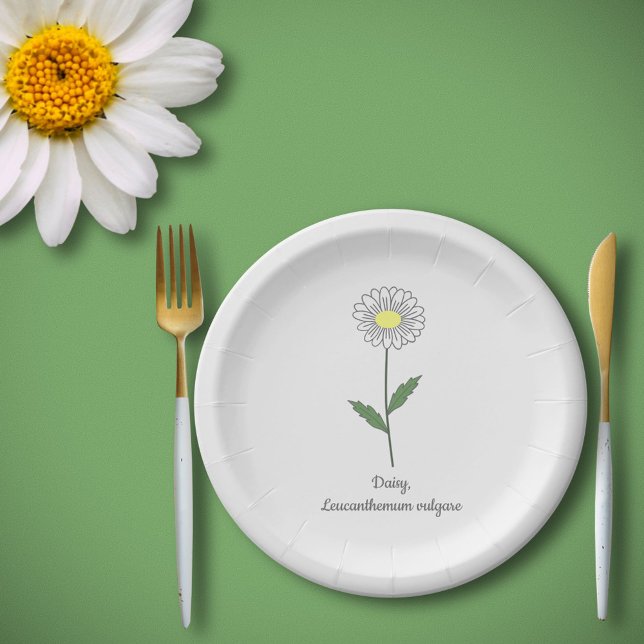 Assiettes En Carton Fleur pastel de marguerite botanique (Botanical Daisy Flower Paper Plates)