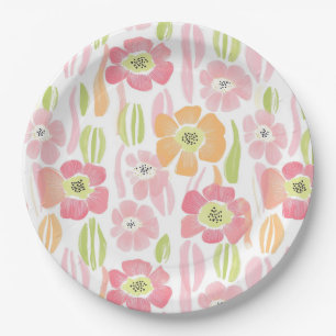 Assiettes En Carton Fleur pastel rétro (1)