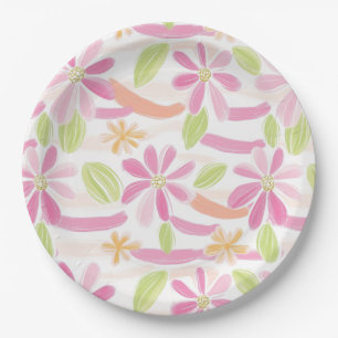 Assiettes En Carton Fleur pastel rétro (2)