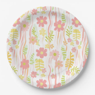 Assiettes En Carton Fleur pastel rétro (3)