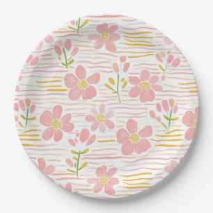 Assiettes En Carton Fleur pastel rétro (6)