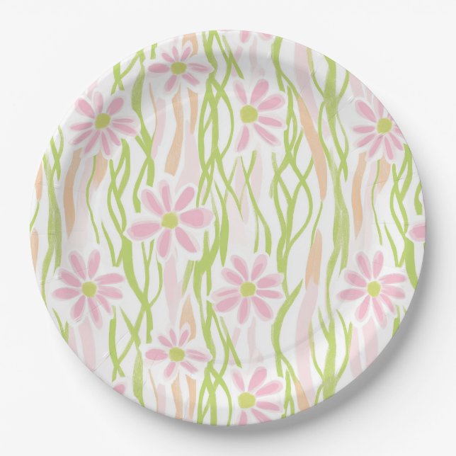 Assiettes En Carton Fleur pastel rétro (8) (Devant)