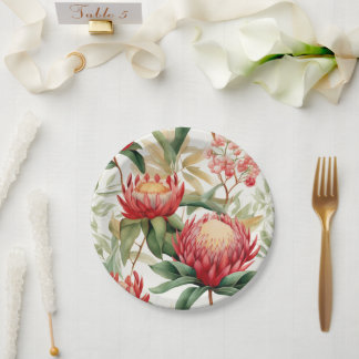 Assiettes En Carton Fleur Protea autochtone australienne II
