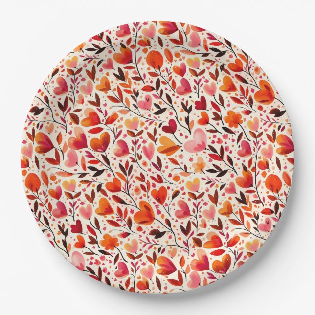Assiettes En Carton Fleur romantique : Saint Valentin (Devant)