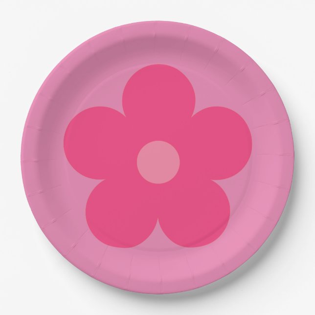 Assiettes En Carton Fleur rose (Devant)
