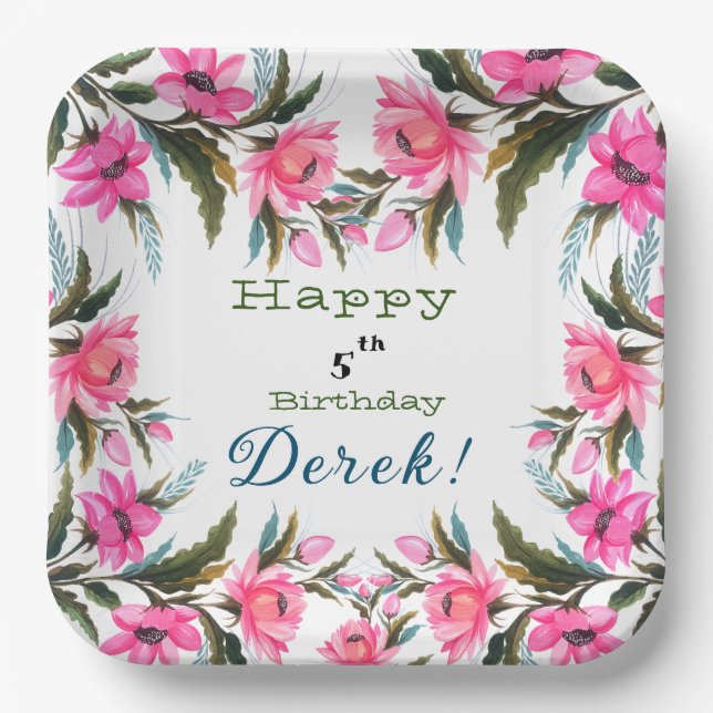 Assiettes En Carton Fleur rose (Recto)