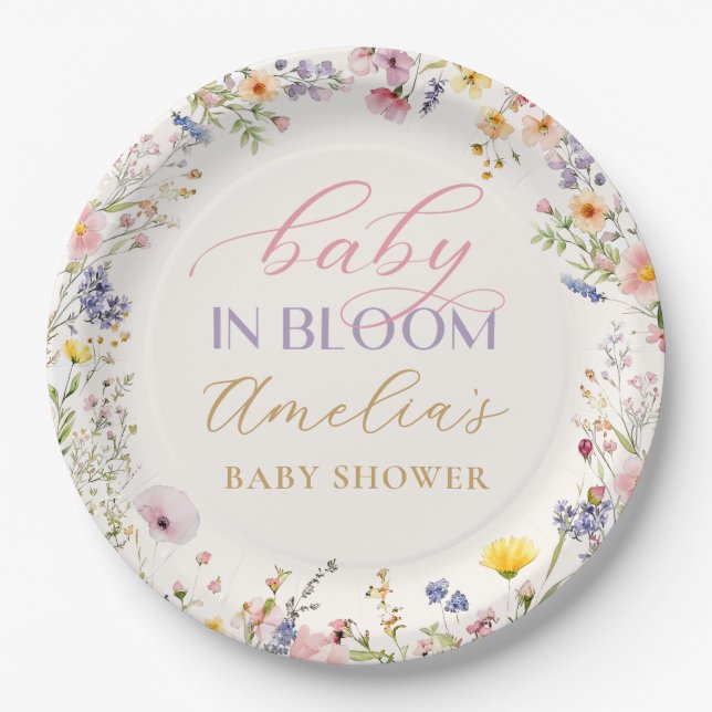 Assiettes En Carton Fleur sauvage Baby in Bloom Baby shower Plaques en (Devant)