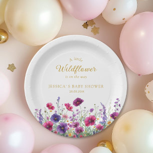 Assiettes En Carton Fleur sauvage, Baby shower à fleurs violettes