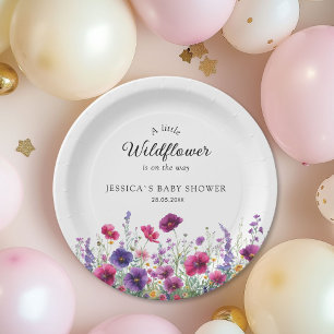 Assiettes En Carton Fleur sauvage, Baby shower à fleurs violettes