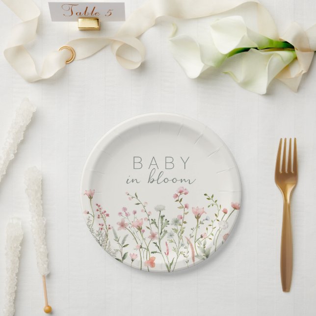 Assiettes En Carton Fleur sauvage bébé dans le Baby shower en fleurs (Mariage)