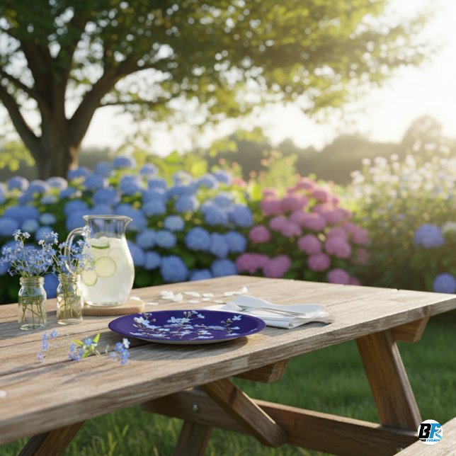 Assiettes En Carton Fleur sauvage bleu moderne Jardin Baby shower verd (Créateur téléchargé)