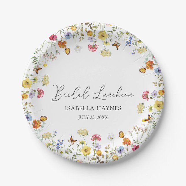 Assiettes En Carton Fleur sauvage Boho Botanical Bridal Luncheon douch (Devant)