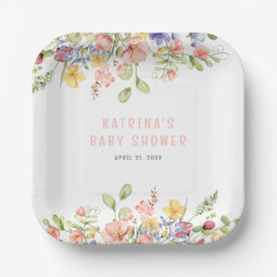 Assiettes En Carton Fleur sauvage Boho Field Baby shower neutre selon