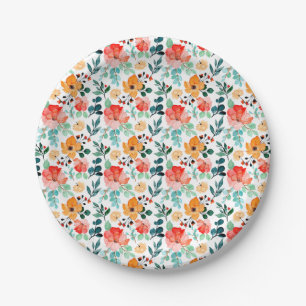Assiettes En Carton Fleur sauvage coloré Motif floral mixte