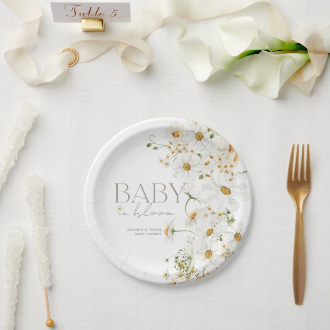 Assiettes En Carton Fleur sauvage Daisy Boho bébé dans douche fleurie (Mariage)