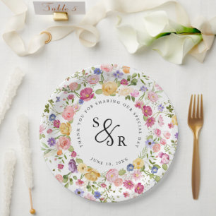 Assiettes En Carton Fleur sauvage de printemps coloré Meadow Garden Ma