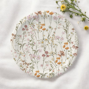 Assiettes En Carton Fleur sauvage en terre cuite Mariage Boho dans le