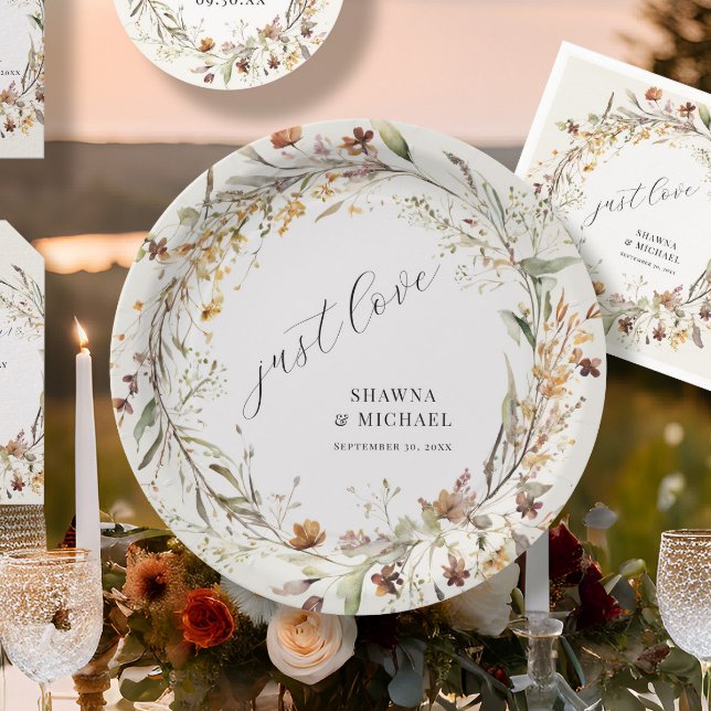 Assiettes En Carton Fleur sauvage Floral Automne Wreath BOHO Mariage (Créateur téléchargé)