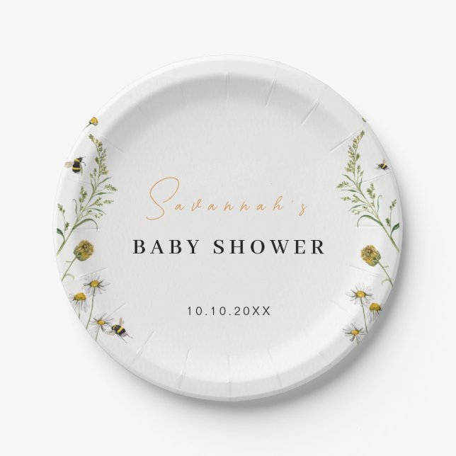 Assiettes En Carton Fleur sauvage Maman D'Être Un Baby shower Neutre P (Devant)