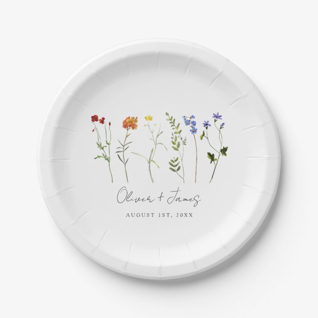 Assiettes En Carton Fleur sauvage minimal LGBTQ Gay pride Floral Maria (Devant)
