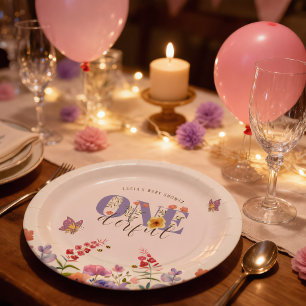 Assiettes En Carton Fleur sauvage Onederful Papillon 1er Anniversaire