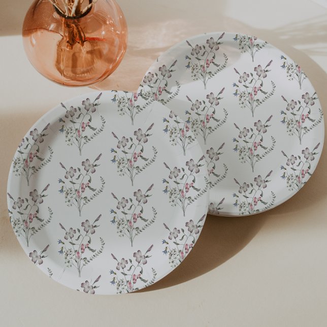 Assiettes En Carton Fleur Sauvage Pastel (Pastel Wildflower Paper Plates by Painted Paperie
)