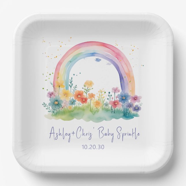 Assiettes En Carton Fleur sauvage Rainbow Baby Girl Sprinkle (Recto)