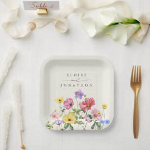 Assiettes En Carton Fleur sauvage Rustic Chic Floral Mariage campagnar