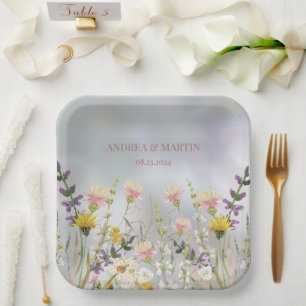 Assiettes En Carton Fleur sauvage rustique Boho Garden Mariage