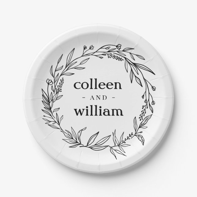 Assiettes En Carton Fleur sauvage rustique Mariage de couronne (Devant)