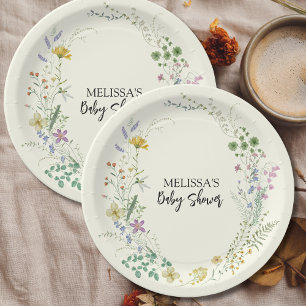 Assiettes En Carton Fleur sauvage rustique Sage vert