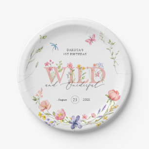 Assiettes En Carton Fleur sauvage Wild & Onederday 1er anniversaire