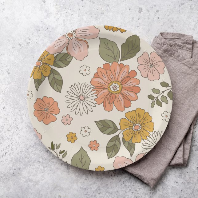 Assiettes En Carton Fleur Super | Boho | les années 70 thème (Créateur téléchargé)