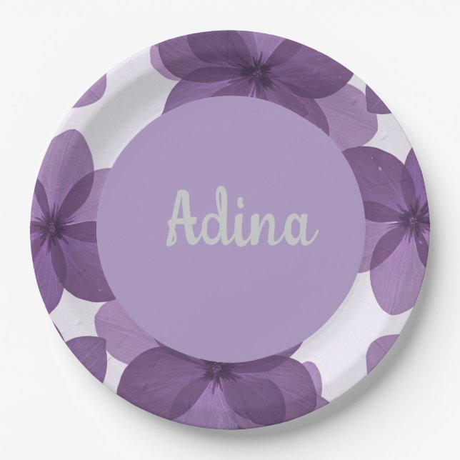 Assiettes En Carton Fleur violette Plaques Bas Mitzva (Devant)