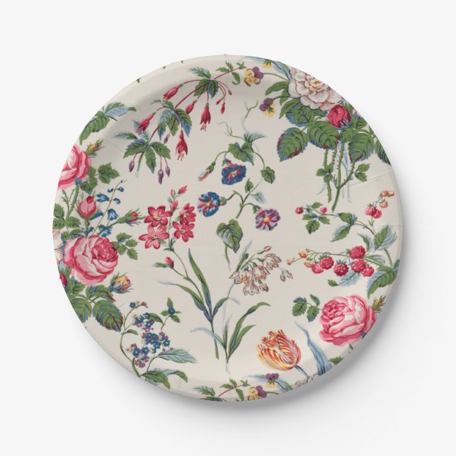 Assiettes En Carton Fleuris Vintage  (Devant)