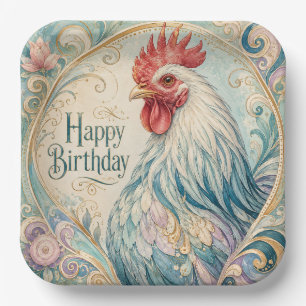 Assiettes En Carton Fleurissement d'anniversaire du Coq Royal