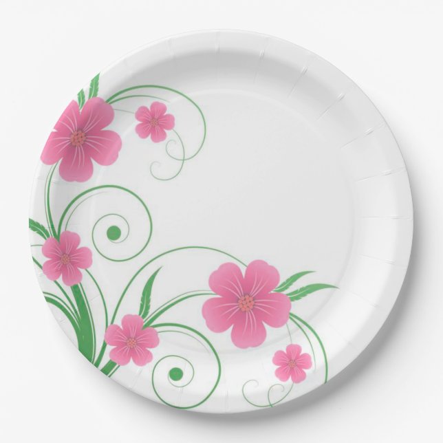 Assiettes En Carton Fleurs (Devant)