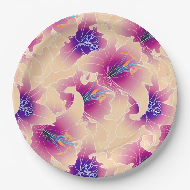Assiettes En Carton Fleurs (Devant)