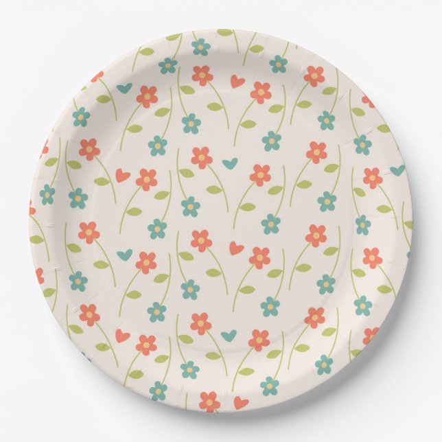Assiettes En Carton Fleurs (Devant)