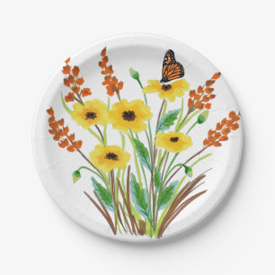 Assiettes En Carton Fleurs aquarelles 07 Plaques papier personnalisées