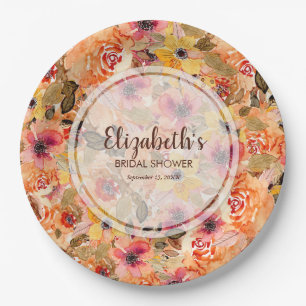 Assiettes En Carton Fleurs Aquarelles d'Automne pour une Baby Shower d
