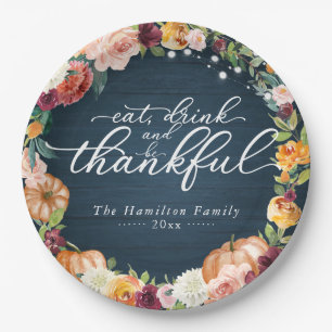 Assiettes En Carton Fleurs Automnales Chic Rustique Dîner de Thanksgiv